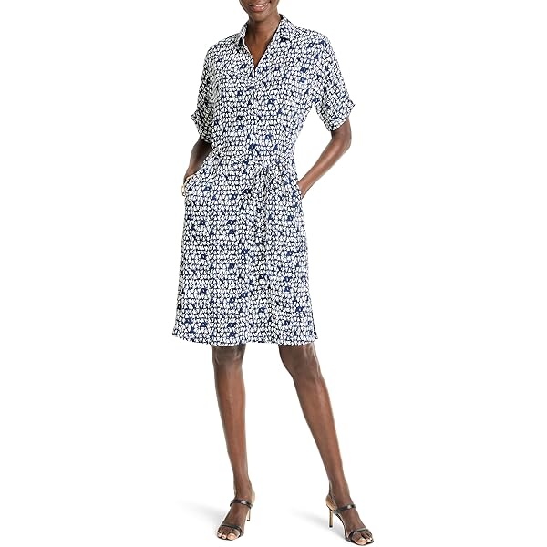 NIC+Zoe Womens Drapey Denim Shirt Casual Dress, Mid Wash, X-Small